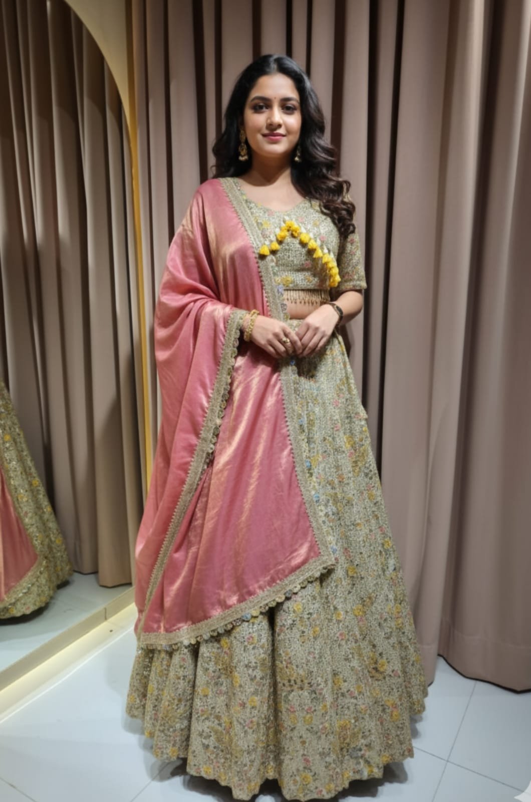 Pastel Pink & Gold Embroidered Party Wear Set