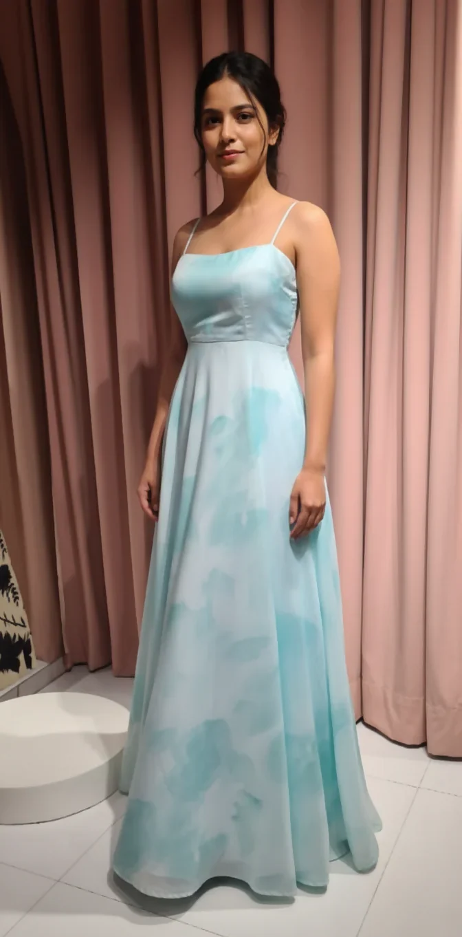 Party Wear Sky Blue & White Gown